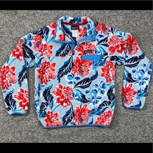 Patagonia Blue Floral Tropical Fleece Pullover